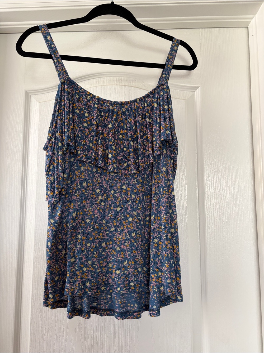Lucky Brand Blue Floral Ruffle Camisole